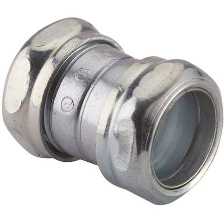 Halex EMT Coupling, 3/4 in, Compression, Steel, Plain 26242